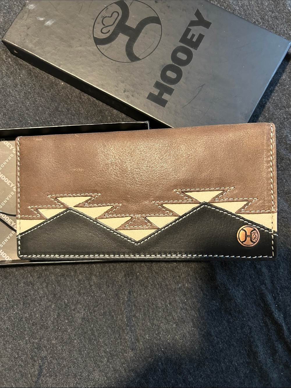 Hooey Brown, Black & Cream Southwestern Leather Wallet